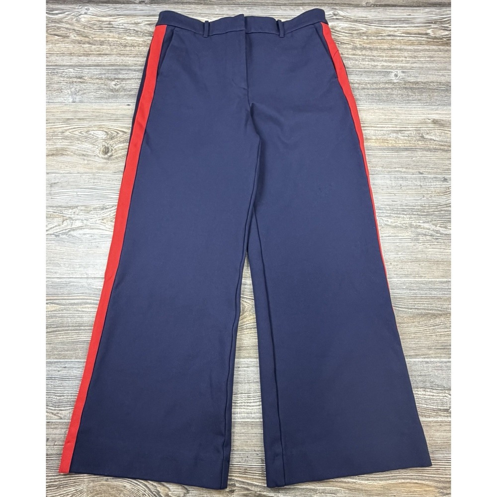 Boden Navy Blue With Red Side Stripe Wide Leg Trousers 12L (Long) Office Career